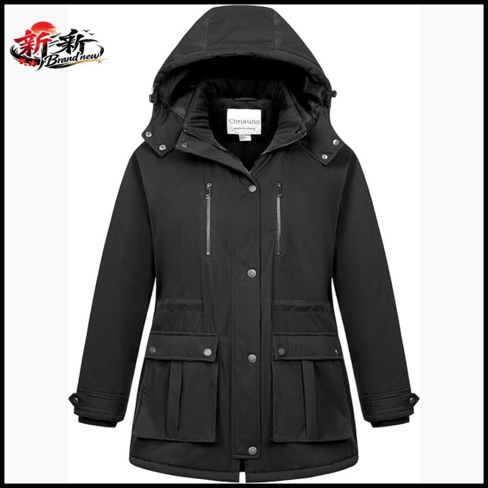 Women's Plus Size Insulated Military Parka Jacket Waterproof Fleece Lined